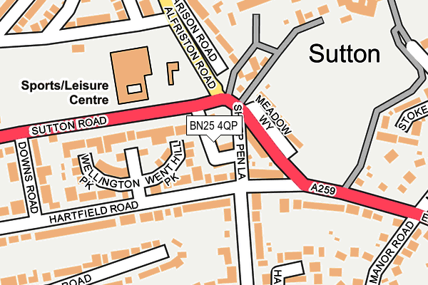 BN25 4QP map - OS OpenMap – Local (Ordnance Survey) BN25 4QP map - OS OpenMap – Local (Ordnance Survey)