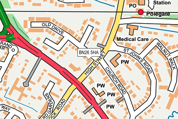 BN26 5HA map - OS OpenMap – Local (Ordnance Survey) BN26 5HA map - OS OpenMap – Local (Ordnance Survey)