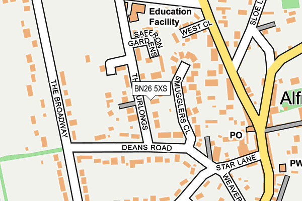 BN26 5XS map - OS OpenMap – Local (Ordnance Survey) BN26 5XS map - OS OpenMap – Local (Ordnance Survey)