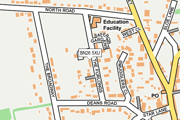 BN26 5XU map - OS OpenMap – Local (Ordnance Survey)