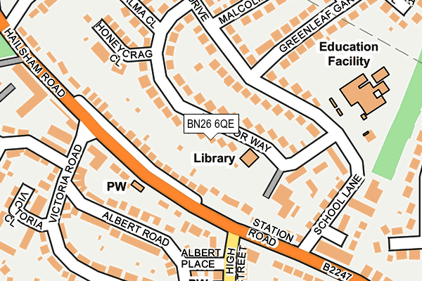 BN26 6QE map - OS OpenMap – Local (Ordnance Survey) BN26 6QE map - OS OpenMap – Local (Ordnance Survey)