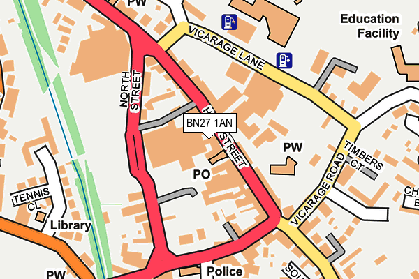 BN27 1AN map - OS OpenMap – Local (Ordnance Survey) BN27 1AN map - OS OpenMap – Local (Ordnance Survey)