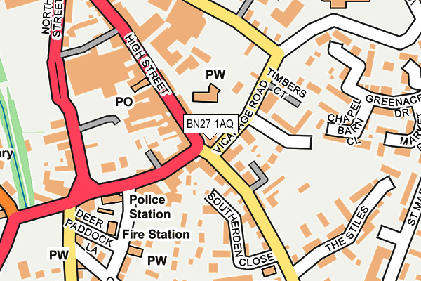BN27 1AQ map - OS OpenMap – Local (Ordnance Survey) BN27 1AQ map - OS OpenMap – Local (Ordnance Survey)