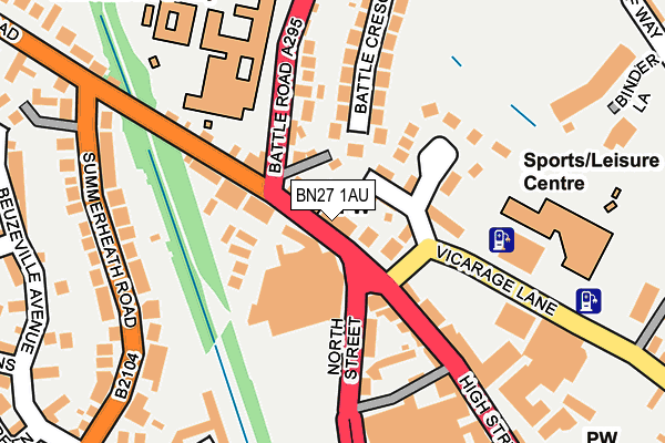 BN27 1AU map - OS OpenMap – Local (Ordnance Survey)