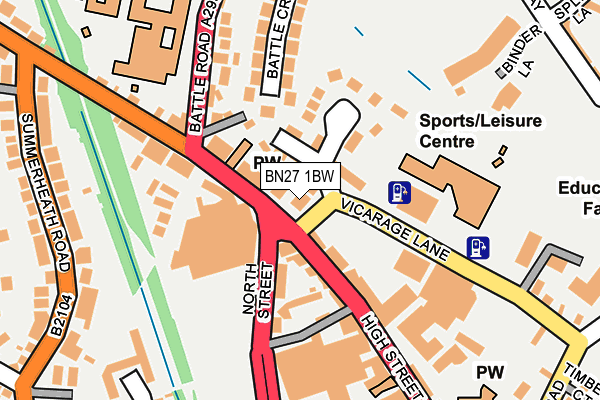 BN27 1BW map - OS OpenMap – Local (Ordnance Survey) BN27 1BW map - OS OpenMap – Local (Ordnance Survey)