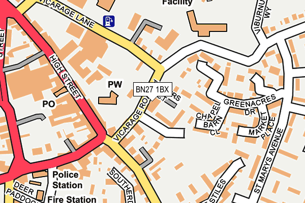 BN27 1BX map - OS OpenMap – Local (Ordnance Survey) BN27 1BX map - OS OpenMap – Local (Ordnance Survey)