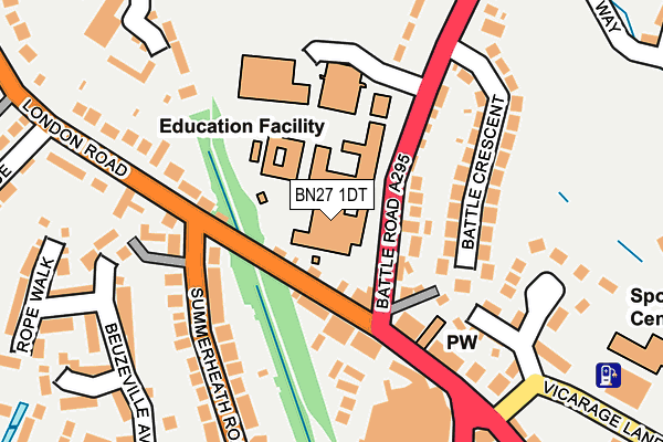 BN27 1DT map - OS OpenMap – Local (Ordnance Survey)