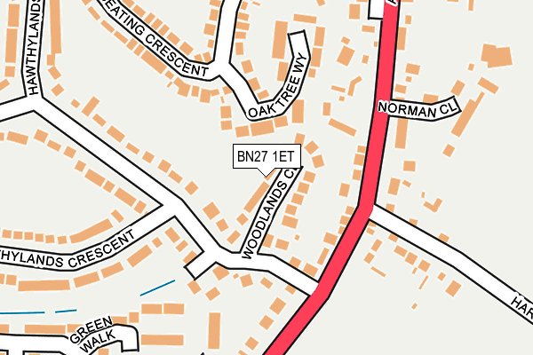 BN27 1ET map - OS OpenMap – Local (Ordnance Survey) BN27 1ET map - OS OpenMap – Local (Ordnance Survey)