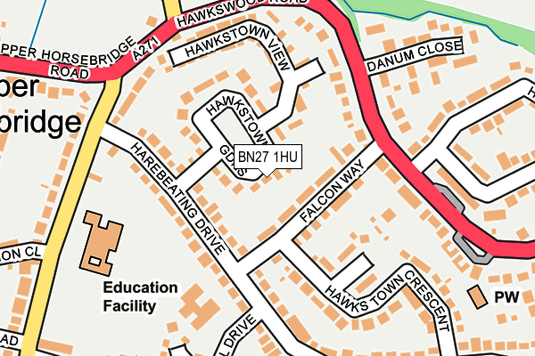 BN27 1HU map - OS OpenMap – Local (Ordnance Survey)