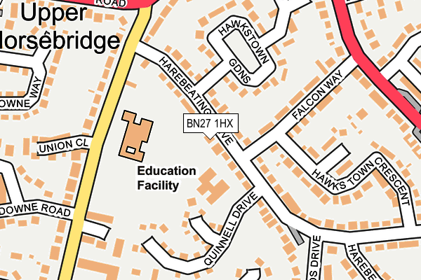 BN27 1HX map - OS OpenMap – Local (Ordnance Survey) BN27 1HX map - OS OpenMap – Local (Ordnance Survey)