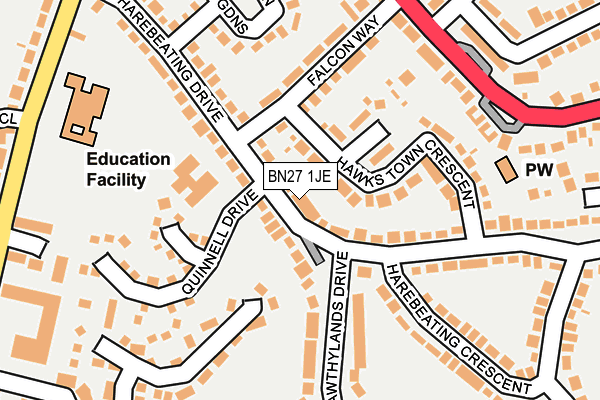 BN27 1JE map - OS OpenMap – Local (Ordnance Survey)