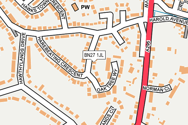 BN27 1JL map - OS OpenMap – Local (Ordnance Survey) BN27 1JL map - OS OpenMap – Local (Ordnance Survey)