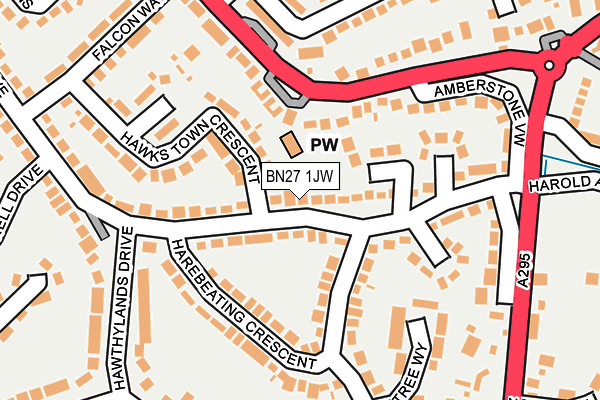 BN27 1JW map - OS OpenMap – Local (Ordnance Survey) BN27 1JW map - OS OpenMap – Local (Ordnance Survey)
