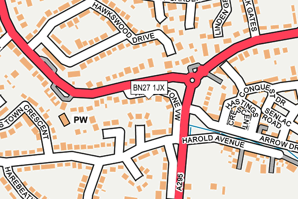 BN27 1JX map - OS OpenMap – Local (Ordnance Survey) BN27 1JX map - OS OpenMap – Local (Ordnance Survey)