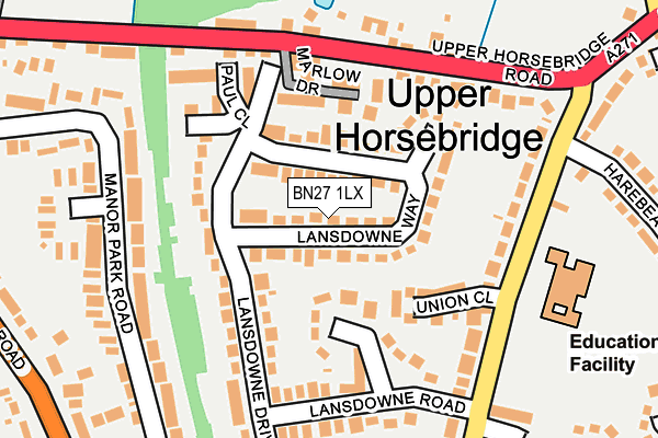 BN27 1LX map - OS OpenMap – Local (Ordnance Survey) BN27 1LX map - OS OpenMap – Local (Ordnance Survey)