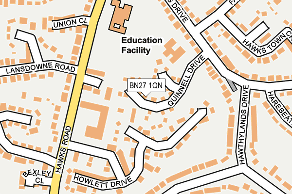 BN27 1QN map - OS OpenMap – Local (Ordnance Survey) BN27 1QN map - OS OpenMap – Local (Ordnance Survey)
