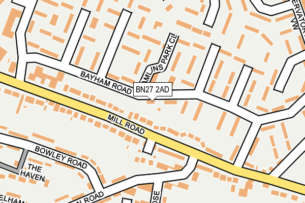 BN27 2AD map - OS OpenMap – Local (Ordnance Survey) BN27 2AD map - OS OpenMap – Local (Ordnance Survey)
