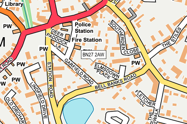 BN27 2AW map - OS OpenMap – Local (Ordnance Survey) BN27 2AW map - OS OpenMap – Local (Ordnance Survey)