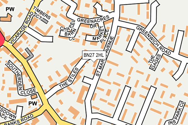BN27 2HL map - OS OpenMap – Local (Ordnance Survey) BN27 2HL map - OS OpenMap – Local (Ordnance Survey)