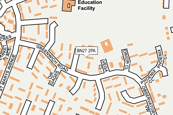 BN27 2PA map - OS OpenMap – Local (Ordnance Survey) BN27 2PA map - OS OpenMap – Local (Ordnance Survey)