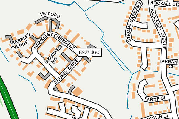 BN27 3GQ map - OS OpenMap – Local (Ordnance Survey)