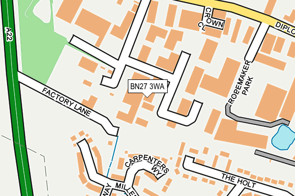 BN27 3WA map - OS OpenMap – Local (Ordnance Survey) BN27 3WA map - OS OpenMap – Local (Ordnance Survey)