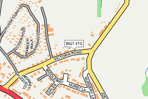 BN27 4TG map - OS OpenMap – Local (Ordnance Survey) BN27 4TG map - OS OpenMap – Local (Ordnance Survey)