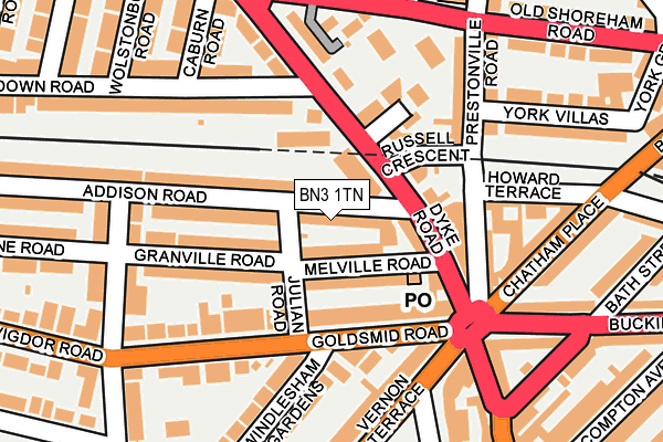 BN3 1TN map - OS OpenMap – Local (Ordnance Survey) BN3 1TN map - OS OpenMap – Local (Ordnance Survey)