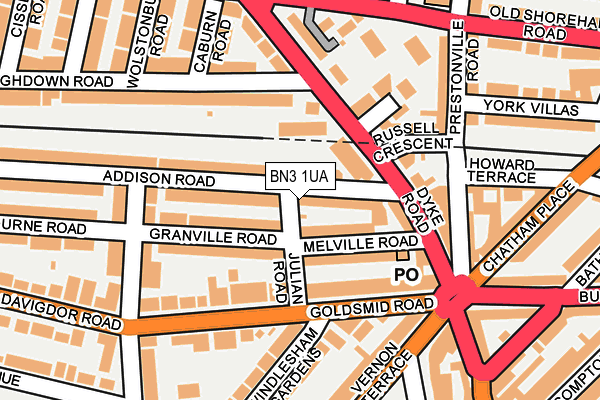BN3 1UA map - OS OpenMap – Local (Ordnance Survey) BN3 1UA map - OS OpenMap – Local (Ordnance Survey)