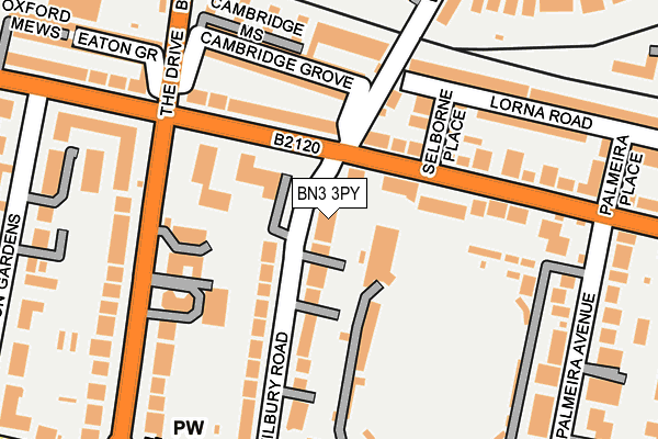 BN3 3PY map - OS OpenMap – Local (Ordnance Survey) BN3 3PY map - OS OpenMap – Local (Ordnance Survey)