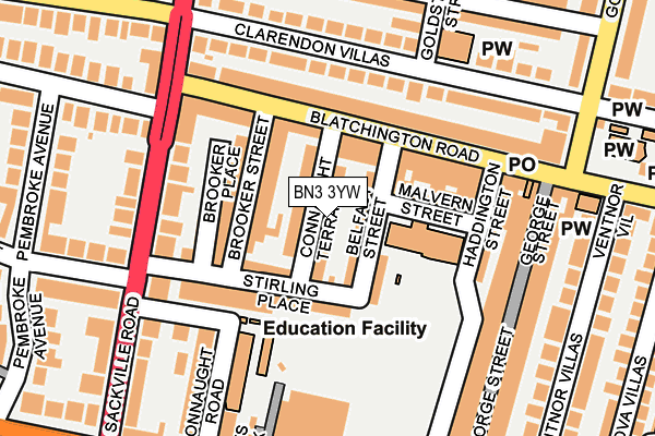 BN3 3YW map - OS OpenMap – Local (Ordnance Survey) BN3 3YW map - OS OpenMap – Local (Ordnance Survey)