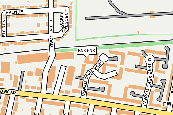 BN3 5NS map - OS OpenMap – Local (Ordnance Survey) BN3 5NS map - OS OpenMap – Local (Ordnance Survey)