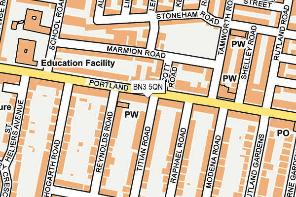 BN3 5QN map - OS OpenMap – Local (Ordnance Survey) BN3 5QN map - OS OpenMap – Local (Ordnance Survey)