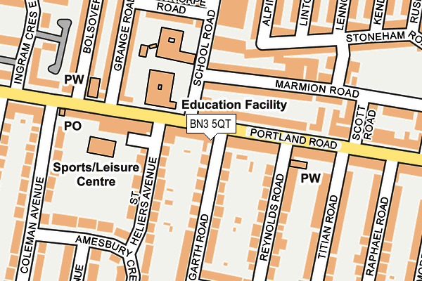 BN3 5QT map - OS OpenMap – Local (Ordnance Survey) BN3 5QT map - OS OpenMap – Local (Ordnance Survey)