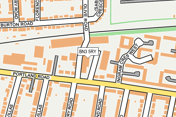 BN3 5RY map - OS OpenMap – Local (Ordnance Survey) BN3 5RY map - OS OpenMap – Local (Ordnance Survey)