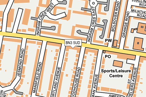 BN3 5UD map - OS OpenMap – Local (Ordnance Survey) BN3 5UD map - OS OpenMap – Local (Ordnance Survey)
