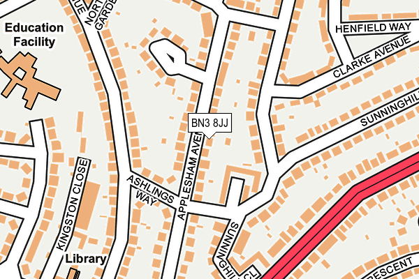 BN3 8JJ map - OS OpenMap – Local (Ordnance Survey) BN3 8JJ map - OS OpenMap – Local (Ordnance Survey)