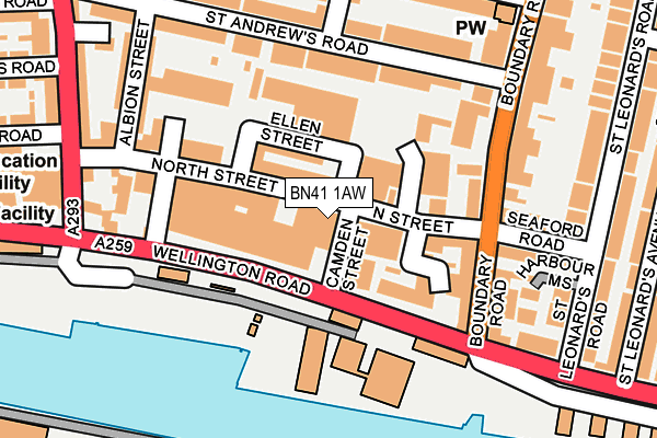 BN41 1AW map - OS OpenMap – Local (Ordnance Survey)