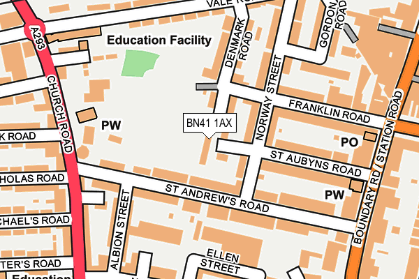 BN41 1AX map - OS OpenMap – Local (Ordnance Survey) BN41 1AX map - OS OpenMap – Local (Ordnance Survey)