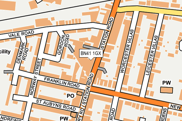 BN41 1GX map - OS OpenMap – Local (Ordnance Survey) BN41 1GX map - OS OpenMap – Local (Ordnance Survey)