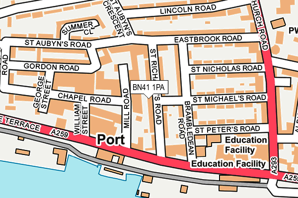 BN41 1PA map - OS OpenMap – Local (Ordnance Survey)