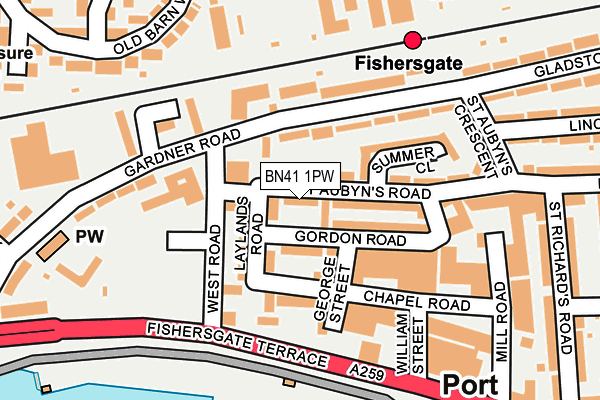 BN41 1PW map - OS OpenMap – Local (Ordnance Survey) BN41 1PW map - OS OpenMap – Local (Ordnance Survey)