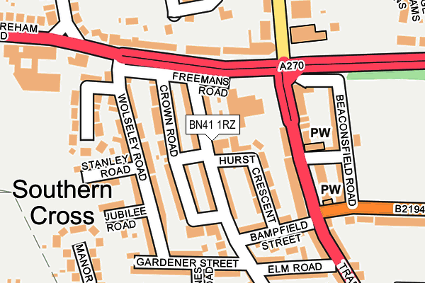 BN41 1RZ map - OS OpenMap – Local (Ordnance Survey) BN41 1RZ map - OS OpenMap – Local (Ordnance Survey)