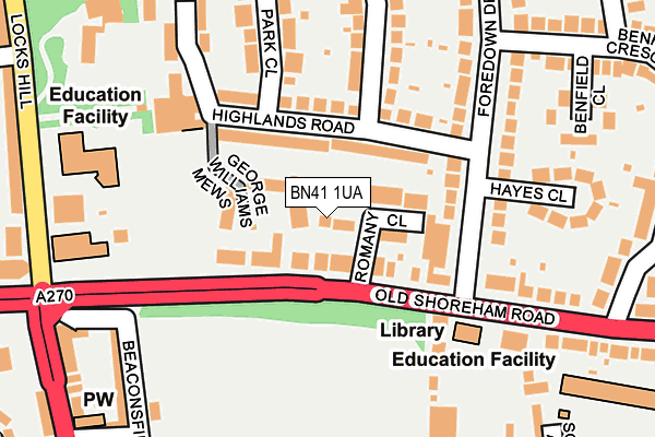 BN41 1UA map - OS OpenMap – Local (Ordnance Survey)