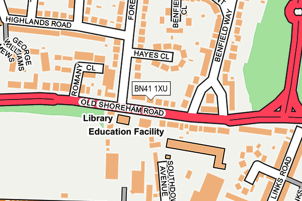 BN41 1XU map - OS OpenMap – Local (Ordnance Survey)