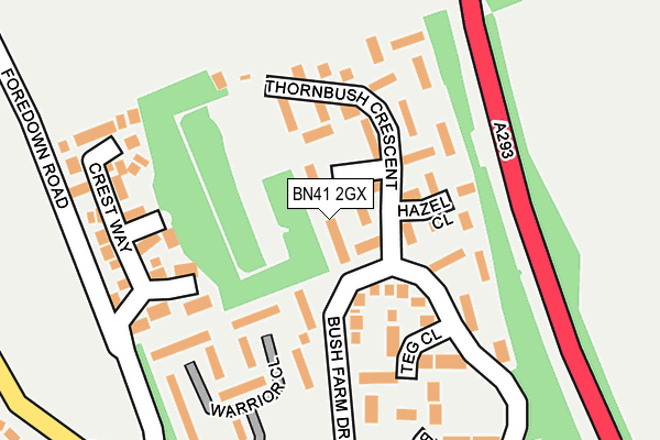 BN41 2GX map - OS OpenMap – Local (Ordnance Survey) BN41 2GX map - OS OpenMap – Local (Ordnance Survey)