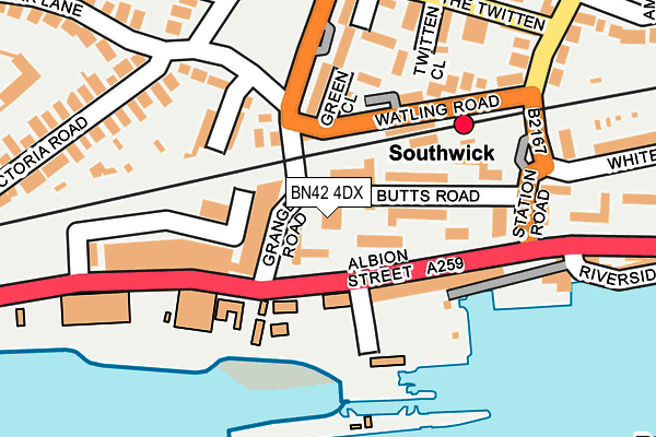 BN42 4DX map - OS OpenMap – Local (Ordnance Survey) BN42 4DX map - OS OpenMap – Local (Ordnance Survey)