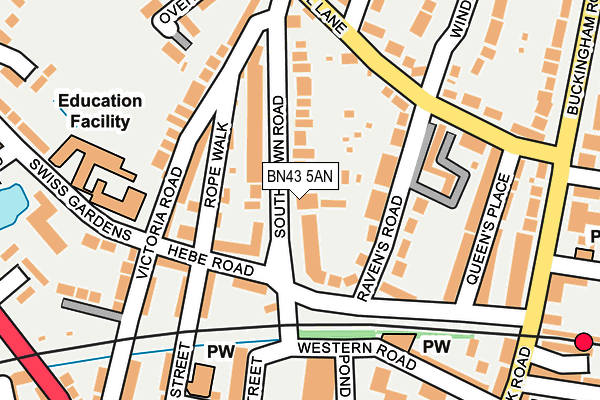 BN43 5AN map - OS OpenMap – Local (Ordnance Survey) BN43 5AN map - OS OpenMap – Local (Ordnance Survey)