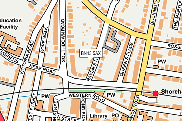 BN43 5AX map - OS OpenMap – Local (Ordnance Survey) BN43 5AX map - OS OpenMap – Local (Ordnance Survey)