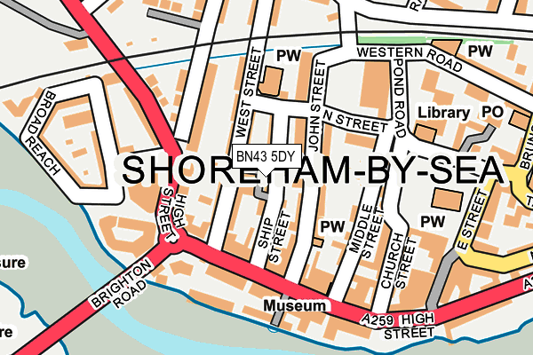 BN43 5DY map - OS OpenMap – Local (Ordnance Survey)